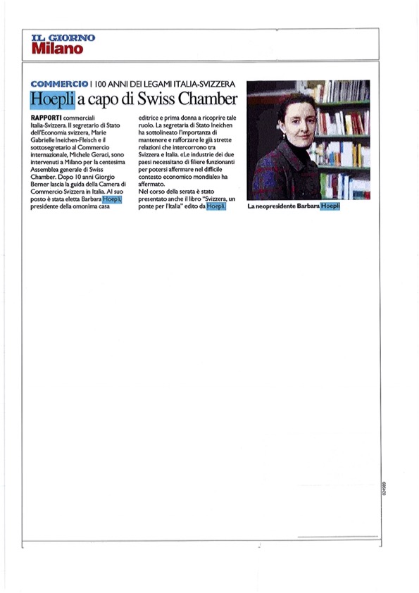 Hoepli a capo di Swiss Chamber