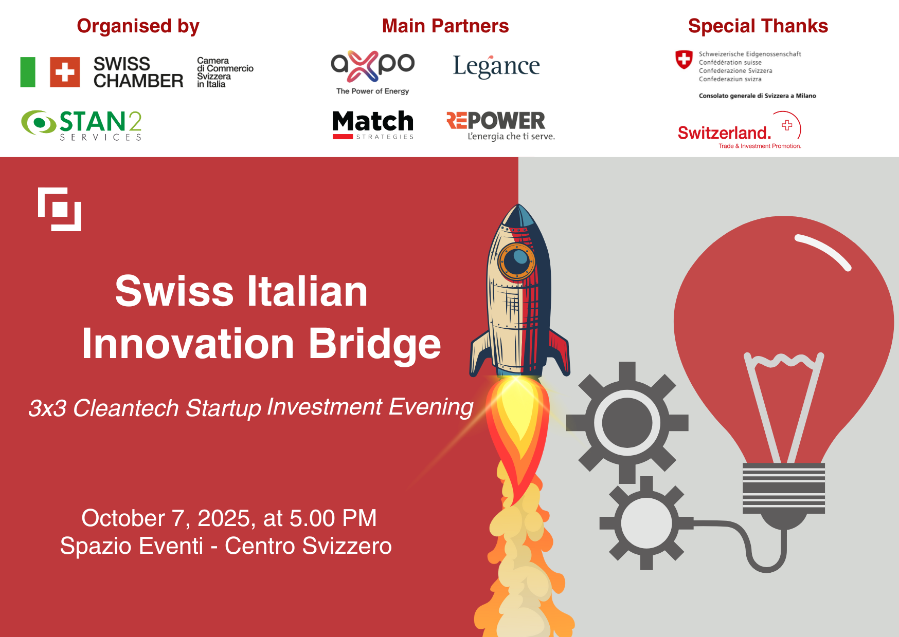 Swiss Italian Innovation Bridge - 3x3 Cleantech Startup Investment Evening